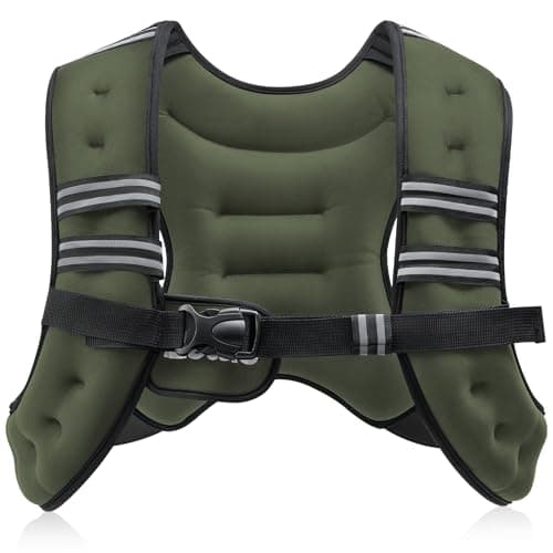ZELUS Weighted Vest, 6lb/8lb/12lb/16lb/20lb/25lb/30lb Weight Vest with Reflective Stripe for Workout, Strength Training, Running, Fitness, Muscle Building, Weight Loss, Weightlifting, Green(8 lb) - Image 1