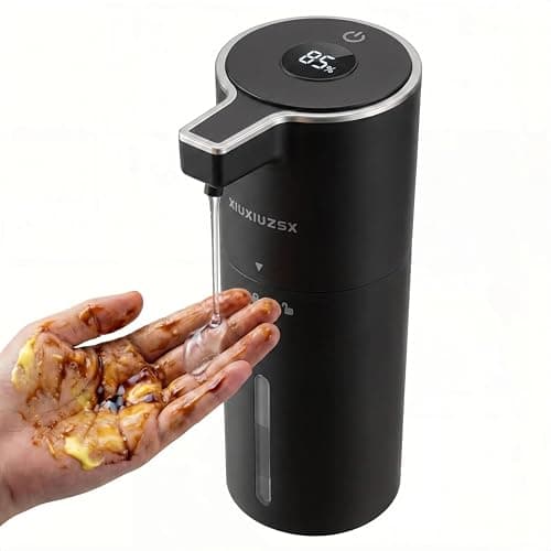 Automatic Soap Dispenser Liquid Touchless Upgrade Pump Uneasy Plugging Wall Mounted USB Rechargeable, 4-Level Adjustable 13.52oz Modern Electric Hand Soap Dispenser Kitchen Bathroom Kids Family Black - Image 1