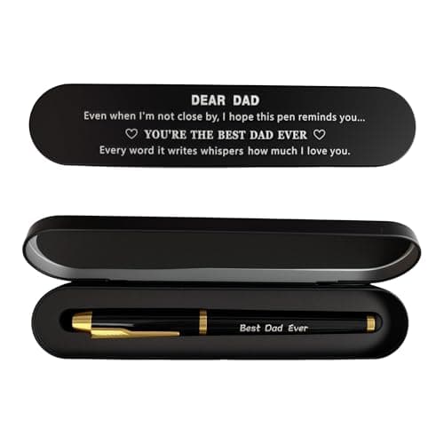 iyaone Fathers Day Gift, Dad Gifts from Daughter Son - Best Dad Ever Engraved Pen, Black Gel Ink Pen Set for Fathers Day, Christmas Birthday Gifts for Father - Image 1