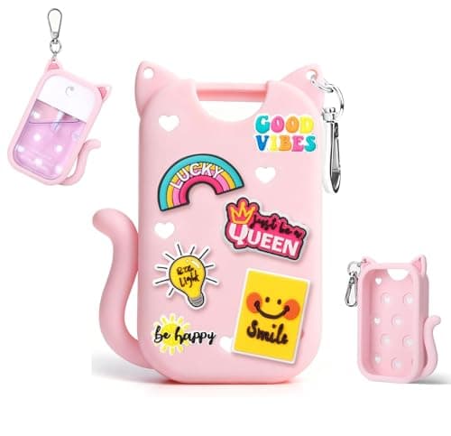 Silicone Case for Touchland Hand Sanitizer Spray, Compatible with Touchland 1 FL OZ/30ML with Keychain & 6 Charms, Cute Hand Sanitizer Travel Accessories, Mothers Day Gifts (Pink) - Image 1