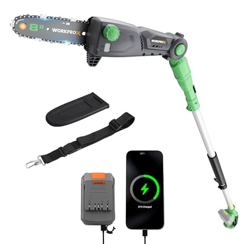 WORKPROX Cordless Pole Saw with Battery, 20V 4.0Ah Battery Powered 8 Inch Electric Pole Chainsaw, 4000mAh Power Bank with Quick Charge 3.0, Lightweight, 9.2 FT Max Reach Pole Saw for Tree Trimming - Image 1
