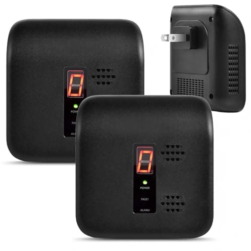 2 Pack Plug-in Natural and Propane Gas Detector with Digital Display, Multi-Room Indoor Gas Monitoring Device for Kitchen, Apartment, RV & Shared Living Spaces, Modern Black Design - Image 1