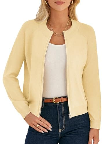 GRACE KARIN Womens Butter Yellow Cardigan Sweaters Lightweight Spring Outfits Fashion Clothes Light Jackets for Women L - Image 1
