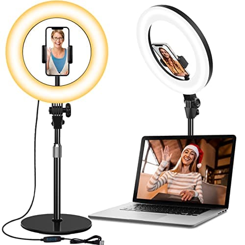 Desk Ring Light with Stand - 10.5'' Desktop Ring Light with Phone Holder for Video Recording, Circle Light for Computer Zoom Meeting Video Conference Lighting Video Calls Podcast Streaming - Image 1