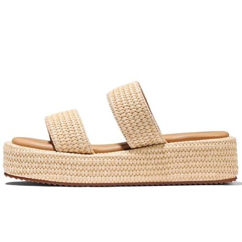 Erocalli Sandals for Women 2025 Slip on Platform Beach Raffia Espadrilles Open Toe Cute Low Wedge Summer Straw Woven Sandal Dressy Flatform Vacation Slides Trendy - Image 1