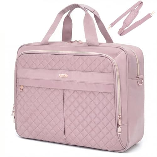 WIRABO 17 Inch Laptop Bag for Women, Computer Bag, Laptop Briefcase, Messenger Bag for Work Office Teacher Business Travel Pink - Image 1