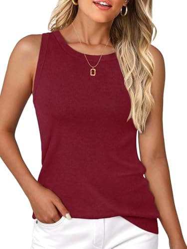 GKBK Women's Soft Cashmere Wool Blend Knit Sweater Vest Trendy Crewneck Sleeveless Tank Top for Business Casual and Old Money Fashion Red - Image 1