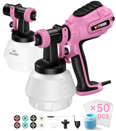 VOTREK Paint Sprayer with 50PCS Disposable Cup Liners & Replacement Dual-Gun, Electric HVLP Sprayer for House Painting: Furniture, Cabinet, Fence, Door, with 3 Patterns, 8 Nozzles & Quick-Clean kit - Image 1