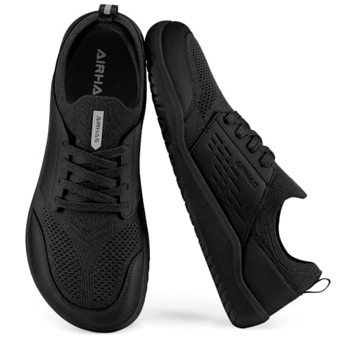 AIRHAS Mens Barefoot Shoes with Wide Toe Box Gym Workout Sneakers for Men Zero Drop Walking Shoes(Black,8.0) - Image 1