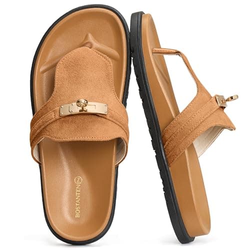 BOSTANTEN Thong Sandals for Women Comfortable Slip On Sandals with Cushioned Footbed for Casual Walking and Summer Beach - Image 1