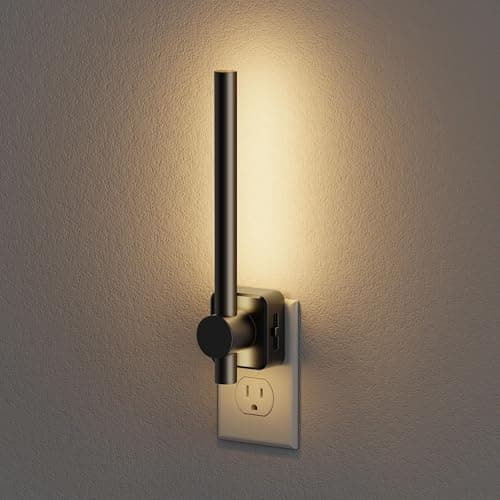 JandCase Night Lights Plug into Wall,0-200LM Dimmable LED Nightlights, Soft White 3000K Vanity Night Light with Auto Light Sensor for Bathroom Dressing Room, 1 Pack - Image 1