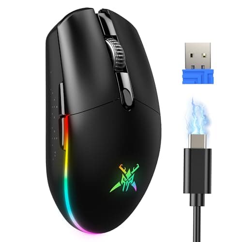 TECKNET Wireless Gaming Mouse Rechargeable - 8000 DPI, Long-Lasting 100Hrs Battery, RGB Backlit, 6 Programmable Buttons, Dual Connectivity (2.4G + USB-C) for PC, Mac, Laptop - Black - Image 1