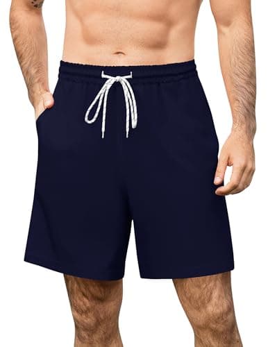 Aprolive Mens Swim Trunks with Compression Mesh Lining Above Knee Swimwear Bathing Suits 2026 Trend Shorts(Dark Blue,Medium) - Image 1