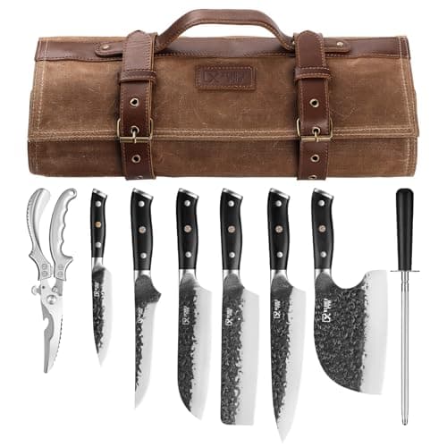 XCHIEF PRO Chef Knife Set, Hand Forged Meat Boning Carving Cleaver Butcher Knife, High Carbon Steel Japan Nakiri Santoku Knife Set with Accessories for Kitchen, BBQ Camping Knives Set with Bag - Image 1