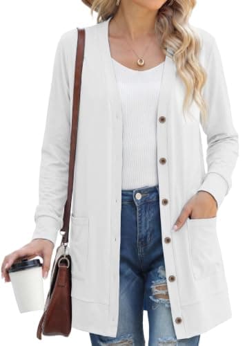 GRECERELLE White Cardigan Sweaters for Women, L - Image 1