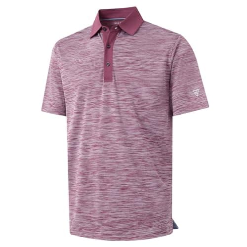 M MAELREG Mens Golf Shirt Short Sleeve Dry Fit Moisture Wicking Heather Pique Casual Collared Polo Shirts for Men - Image 1