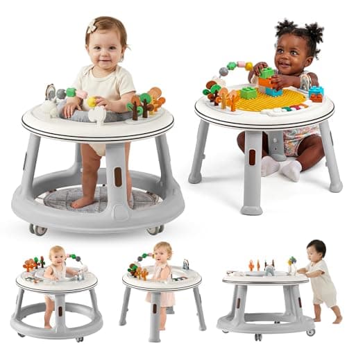 5-in-1 Musical Light Baby Walker, Featuring a Unique Building Block Table Mode, Standing Table, Bouncer, and Stroller Modes. Sturdy Construction with Adjustable Height, Suitable for Babies 6 Months+