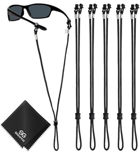 SIGONNA Eyeglasses String Holder Strap Cord - Eyeglass Chain for Men Women - Glasses Lanyard Holders Around Neck - Sports Eye Glass Straps Sunglass Retainer - 5 Cords Black - Image 1