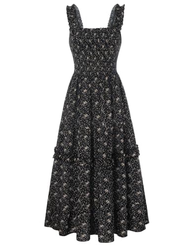 Summer Dresses for Women Beach Boho Sleeveless Easter Floral Sundresses Black L - Image 1