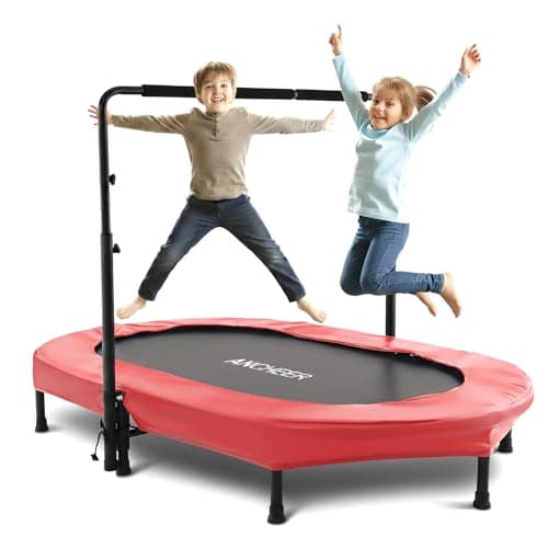 ANCHEER Trampoline for Kids, Toddler Trampoline Indoor Sports and Outdoor Games 56" Kids Rebounder 220LBS Capacity with Adjustable Safety Handrail Foldable Jumper for Boys and Girls (ASTM Certified) - Image 1
