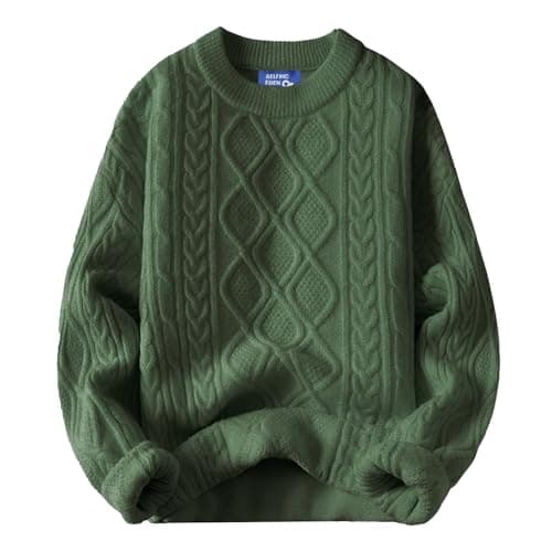 Aelfric Eden Oversized Sweater 90s Vintage Cable Knit Long Sleeve Women Heavy Crewneck Pullover Light Green
