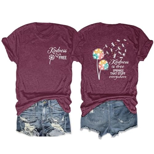 Be Kind Womens T Shirts Cute Graphic Blessed Shirt Kindness Short Sleeve Tees Funny Inspirational T-Shirt Teacher Tops - Image 1