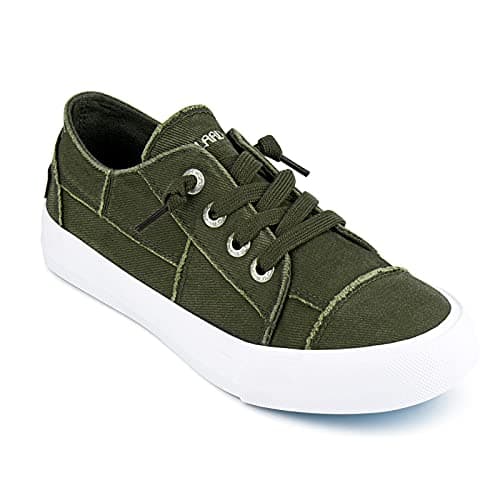 JENN ARDOR Slip On Canvas Shoes for Women Low Top Fashion Sneakers Comfortable Walking Flats Olive 11 - Image 1