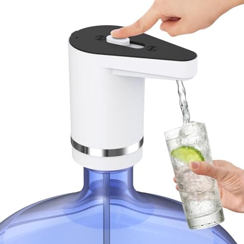Water Dispenser for 5 Gallon Bottle, Electric Water Pump for Gallon Bottle, Rechargeable Water Pump for 5 Gallon Jug, Portable Water Dispenser, Panda-White - Image 1