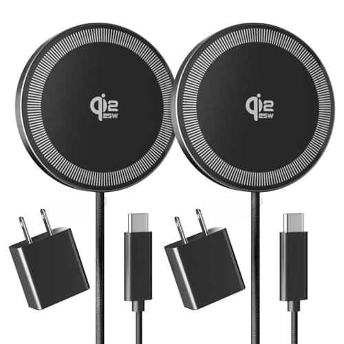 2Pack Magnetic Wireless Charger 25W Fast Charger for iPhone 17/16/15/14/13/12 Series & AirPods, Portable Wireless Charging Pad for Travel Home Office Desk, 10FT-Black with Plugs - Image 1