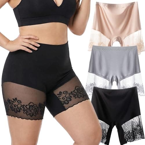 QiuDumo Womens Boyshorts Panties Cotton Safety Bottoms Tagless Low Bulk Boxer Shorts 3 Set Apricot Grey Black - Image 1