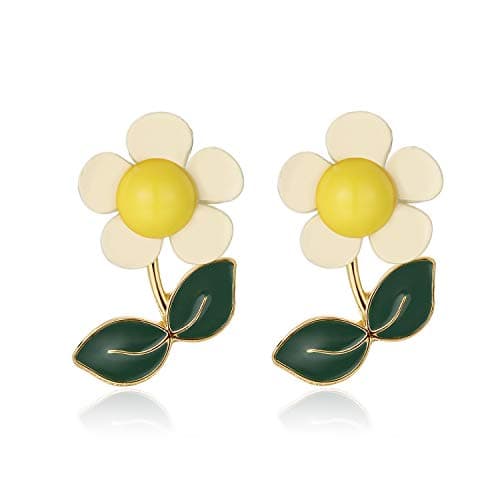 Kruckel Flower Dangle Earrings for Women,White Petals Long Drop Pearl Dangling Earring,Great Gift for Wedding, Birthday, Graduation and Anniversary (Dangle)