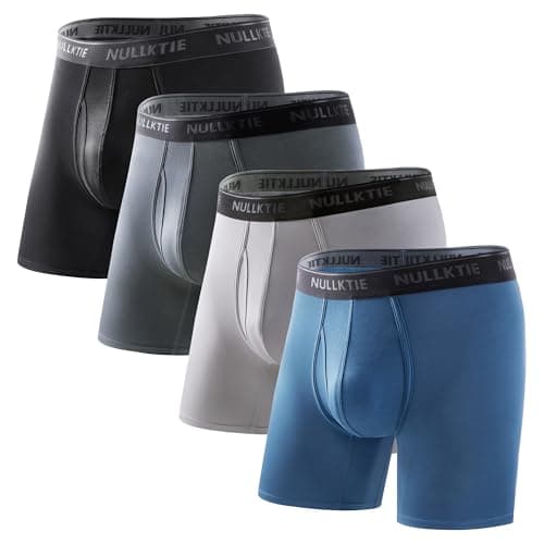 Nullktie Ultra Soft Boxer Briefs with Fly, Viscose Made from Bamboo Men's Underwear, Breathable Moisture Wicking No Ride Up - Image 1