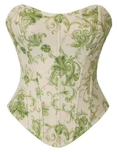Scarlet Darkness Corset Tops for Women Renaissance Floral Bustier Western Concert Going Out Top Green Size 10 - Image 1