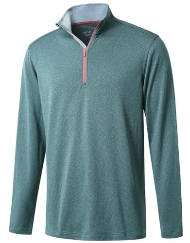 MICHEL ROUEN 1/4 Zip Pullover Mens Lightweight Mock Neck Mens Quarter Zip Long Sleeve Sport Casual Golf Sweatshirt - Image 1