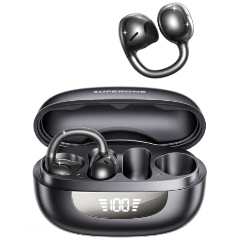 SUPERONE Open Ear Clip-On Earbuds with Air Cushion & Digital LED Display