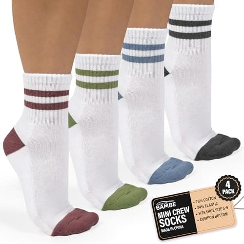 Forever Bambe - Retro Mini Crew Socks for Women - 4 Pack in Desert Sage, Dusty Blue, Dusty Rose, Charcoal Gray Womens Crew Socks - Image 1