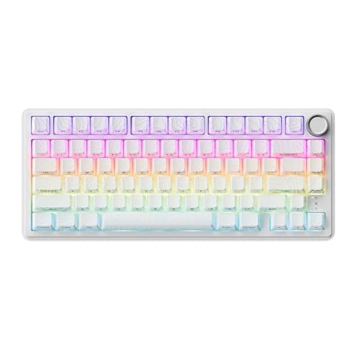 x XVX M75 Wireless Gaming Mechanical Keyboard,75% Layout with Knob and IMD Topographic Keycaps,BT5.0/2.4GHz/USB-C,Hot Swappable Creamy Switches, Gasket Structure,RGB Backlit Keyboard for Win/Mac,White - Image 1