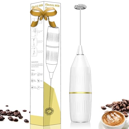 Milk Frother, Mini Mixer for Coffee Latte Matcha, Gift (White) - Image 1