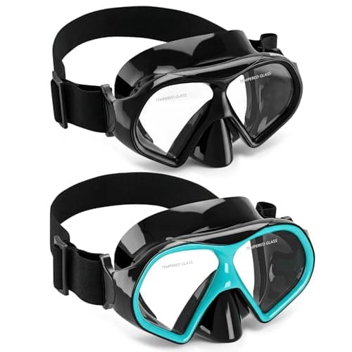 Aegend Swim Goggles with Nose Cover, 180° Panoramic Anti-Fog Tempered Glass, No-Leak Diving Mask for Adults Men Women 2 Pack - Image 1