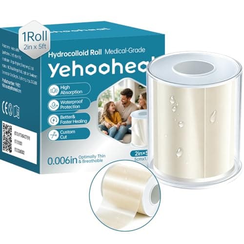 Yehoohea Medical Grade Hydrocolloid Roll with Storage Case-0.006in Optimally Thin Super Absorbent Hydrocolloid Bandages Pimple Patch Waterproof for Wound Care, Blister,Acne (2in*5ft) - Image 1
