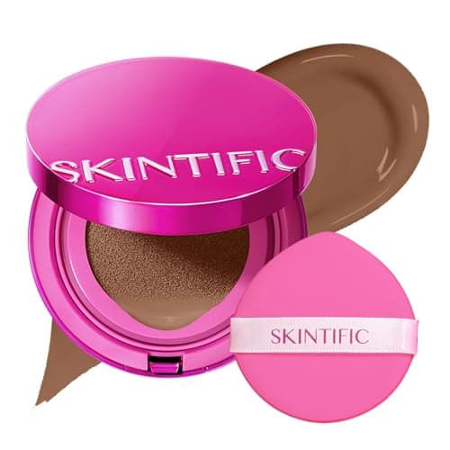 SKINTIFIC Pink Glow Cushion Foundation #09N Natural Cocoa| Medium Coverage, Natural Glow Finish, Moisturizing for Dry Skin, Lightweight, Long-Lasting & Oxidation-Resistant - Image 1