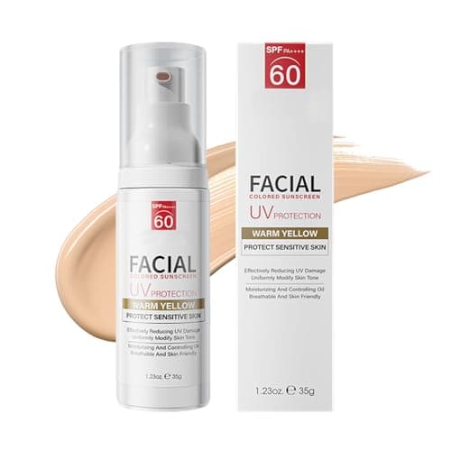 Tinted Mineral Face Sunscreen SPF 60, Tinted Moisturizer with SPF & Hyaluronic Acid, Mineral Sunscreen, Tinted SPF 60, Moisturizes and Protects, Even out Skin Tone, Ultra-Lightweight, Non-Greasy - Image 1