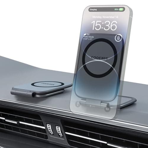 COOEXES Magnetic Phone Holder for Car, MagSafe Car Mount with Dual Side Strong Magnets,Ultrathin Adjustable Cell Phone Holder, Car Accessories for Women Men, Fit for All Phone, Dashboard, Laptop, Gym - Image 1