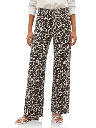 Cicy Bell Jeans for Women Wide Leg Baggy High Waisted Straight Trendy Denim Pants Leopard - Image 1