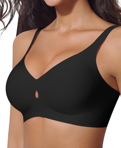 Ganado Wireless Bras for Women Cut Out Seamless Push Up Comfortable Bras No Underwire T Shirt Bra Padded Supportive Bralette (Black, 3X-Large) - Image 1