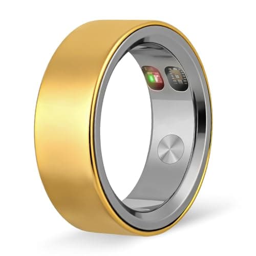 XUV Smart Rings for Men, Silent Vibration Alerts Ring with Fitness, Sleep Monitoring, Step Counting, HR Tracker – Ultra-Thin, No APP Fee, 5ATM Waterproof AI Smart Ring for iOS & Android(Gold, 9) - Image 1