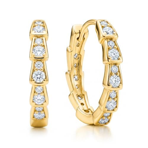 TOPROO 925 Sterling Silver Snake Hoop Earrings, 14K Gold Plated Dainty Minimalist Earrings, 25mm Large Hoop Earrings with Cubic Zirconia, Hypoallergenic Birthday Gift for Her (14K GOLD) - Image 1
