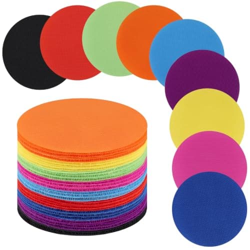 WSICSE 42 Pcs Carpet Spot Markers, 9 Bright Colors Carpet Dots for Classroom Carpet 4 Inch Circle Floor Dot for Decoration Elementary Kindergarten Preschool Yoga Standing