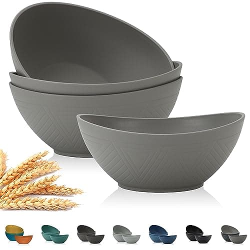 PYRMONT Large Cereal Bowls,Serving Bowls,Plastic bowl of 4,65 Oz Salad Bowls,Big Bowl for Soup,Salad,Pasta,Cereal,Stackable for Easy Storage Microwave & Dishwasher Safe (Gray) - Image 1