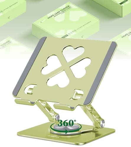Axbima Tablet Stand for iPad, 360° Rotating Aluminum Desktop Holder – Adjustable & Foldable Desk Stand Compatible with iPad Pro 12.9/11, Air 10.9, Portable for Home Office,Sage Green